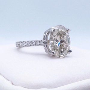 14K 3.01ct Oval Lab Diamond Engagement Ring